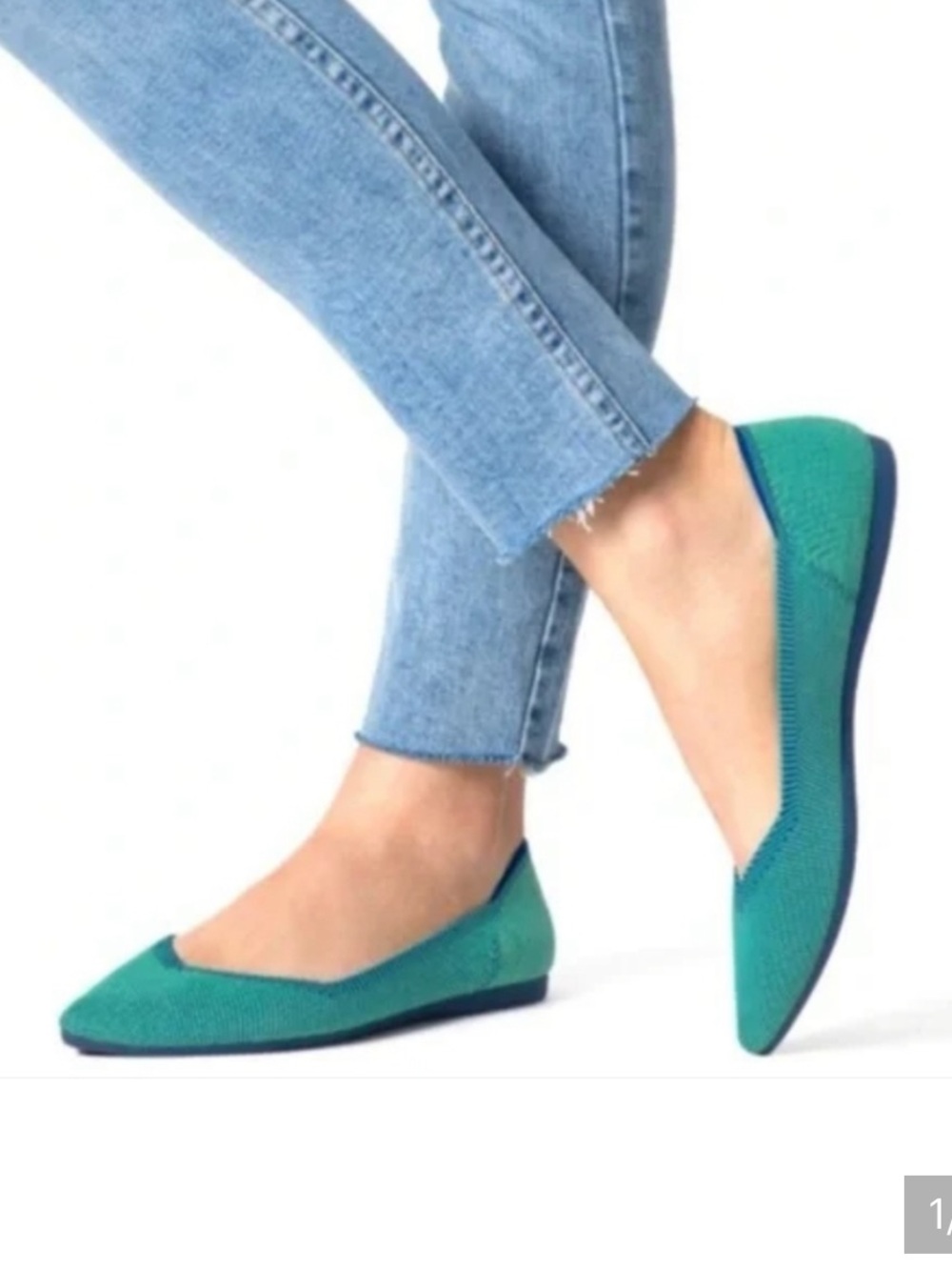 Rothy's The Point Aquamarine Knit Pointed Flats Women’s Size 7